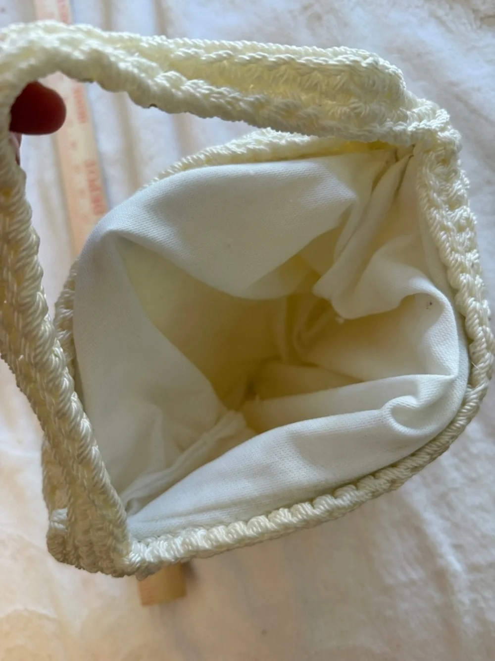 Vintage Cream Crochet Tote Bag